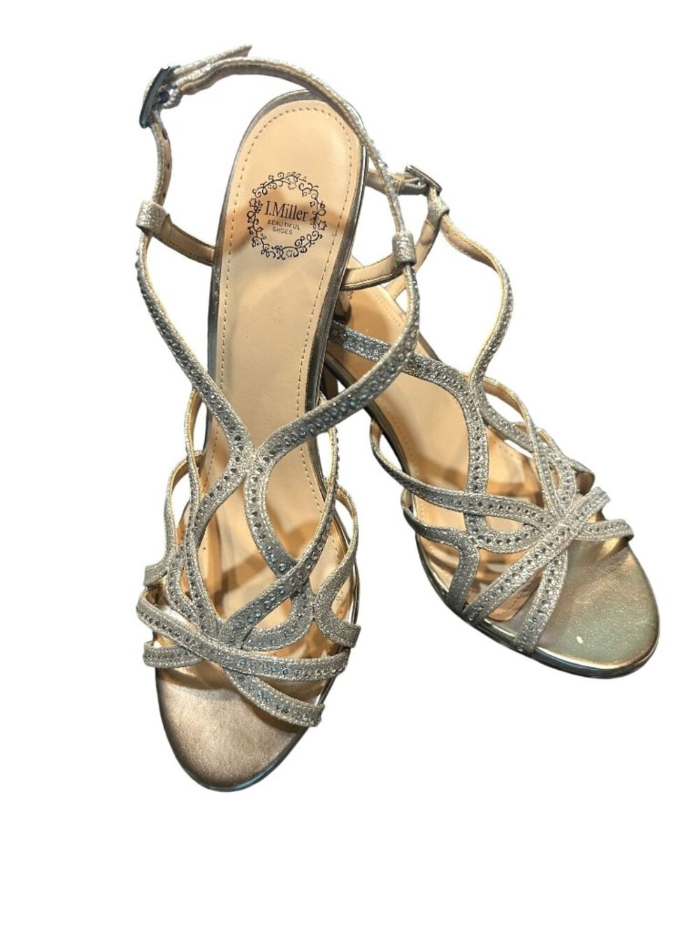 L. Miller Women's Silver Strappy Heels  Size 8.5M